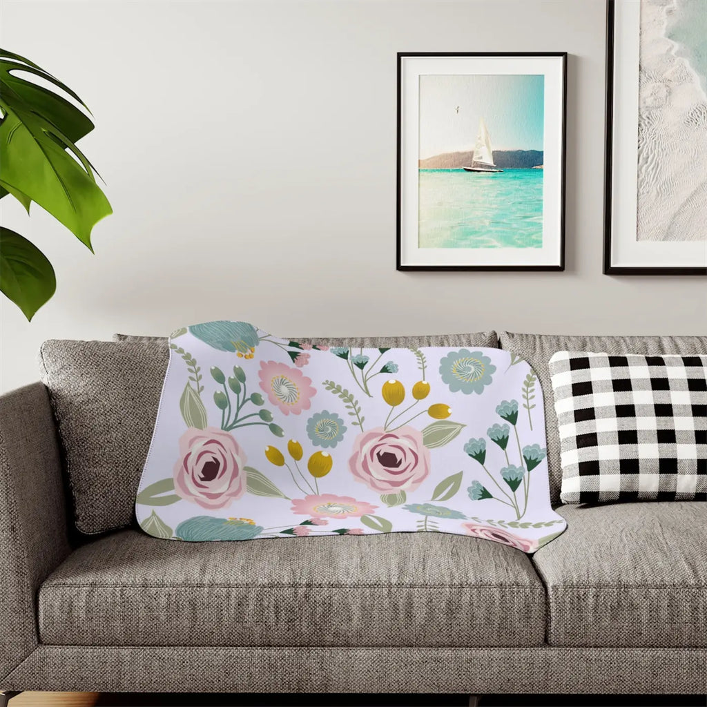 Sherpa Blanket - Spring Florals in Two Colors - DipaliZ