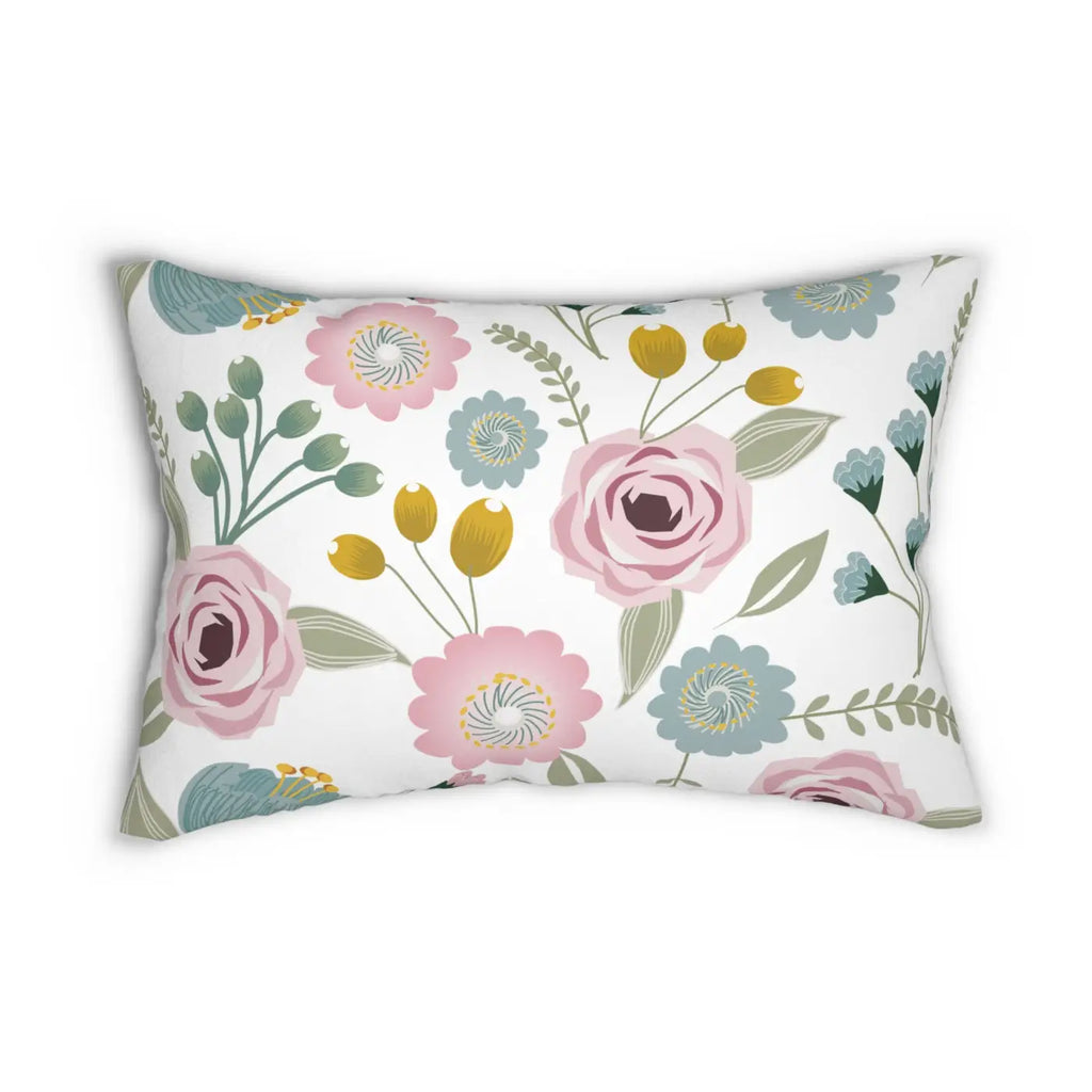 Spun Polyester Lumbar Pillow - Pastel Spring Florals - DipaliZ