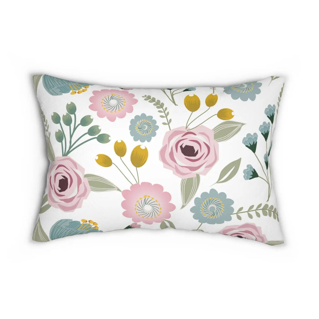Spun Polyester Lumbar Pillow - Pastel Spring Florals - DipaliZ