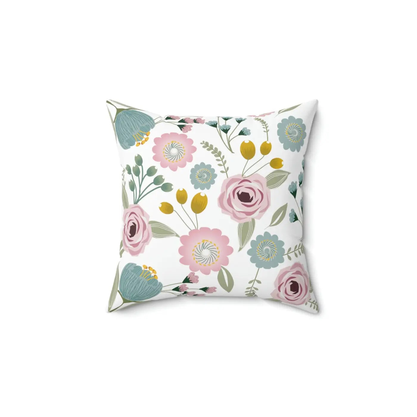 Spring Flowers Polyester Square Pillow - Vibrant Home Decor - DipaliZ