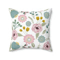 Spring Flowers Polyester Square Pillow - Vibrant Home Decor - DipaliZ