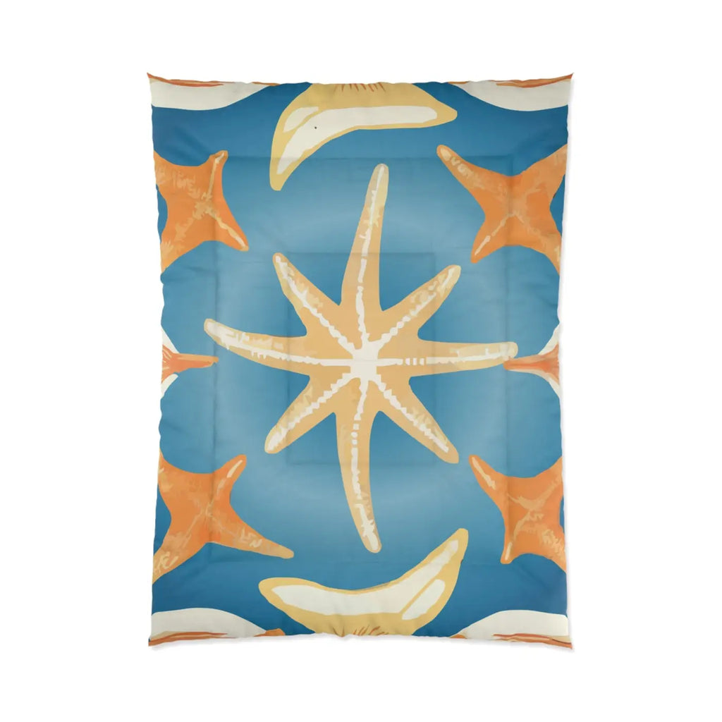 Ocean Starfish Quilt - Soft Coastal Fishes Bedding - DipaliZ