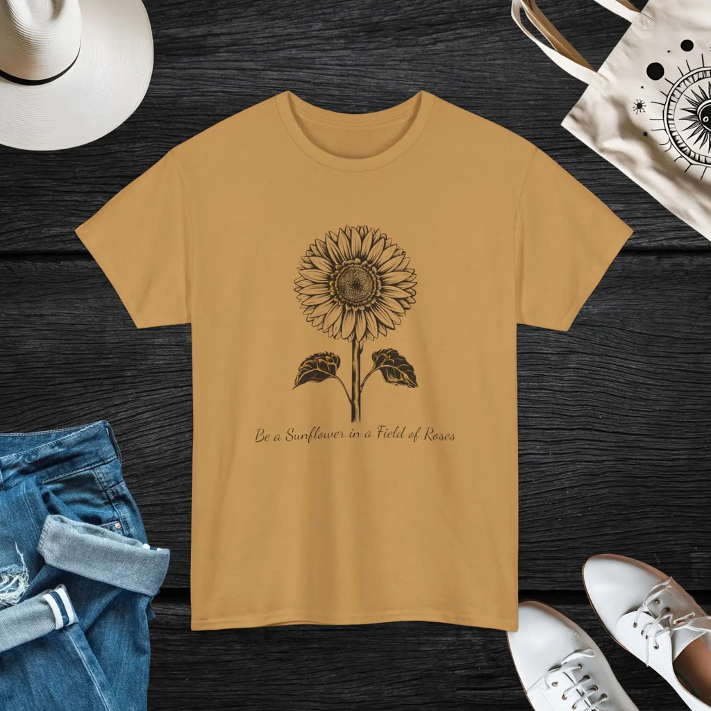 Unisex Deluxe T Shirt - Sunflower Motivational Design - DipaliZ