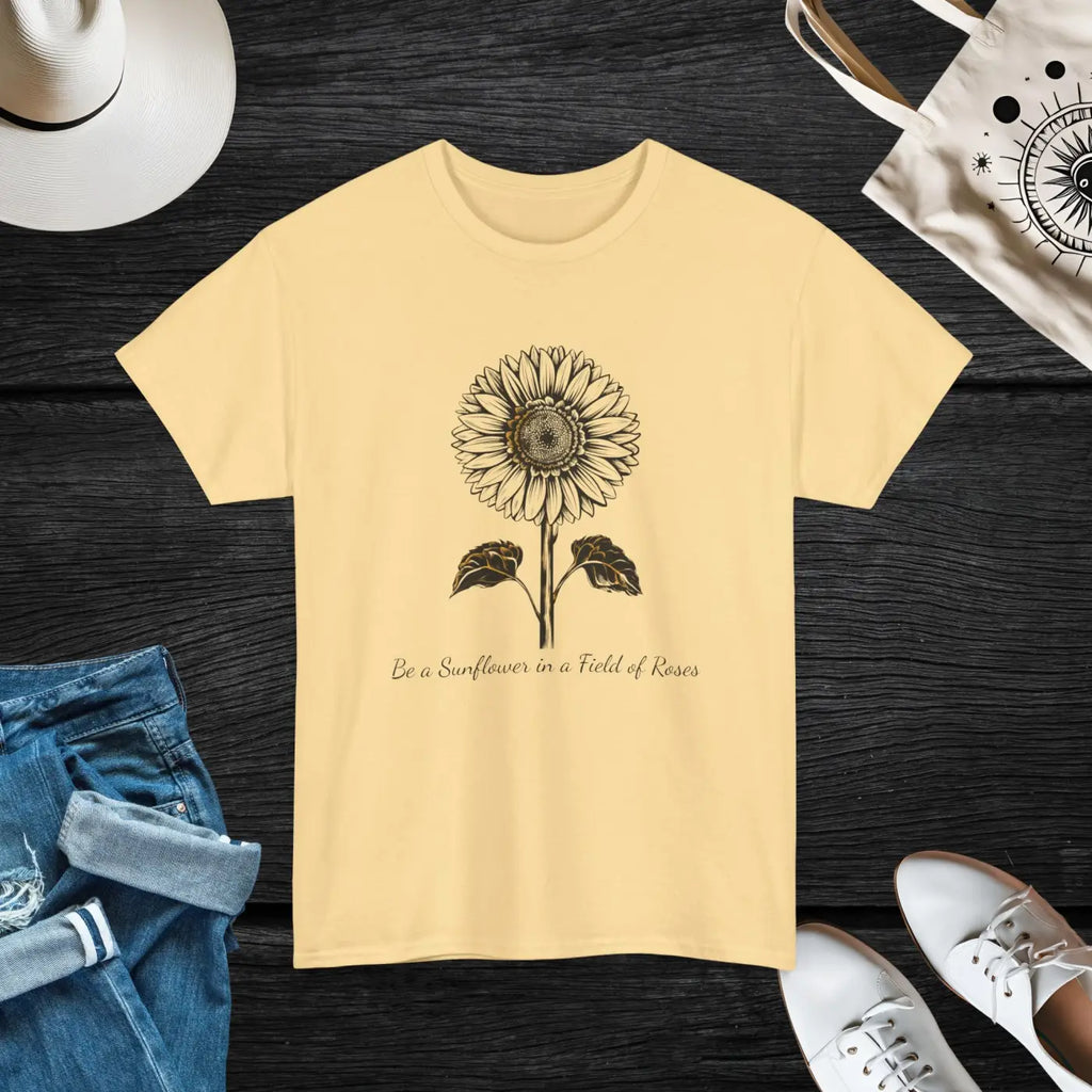Unisex Deluxe T Shirt - Sunflower Motivational Design - DipaliZ