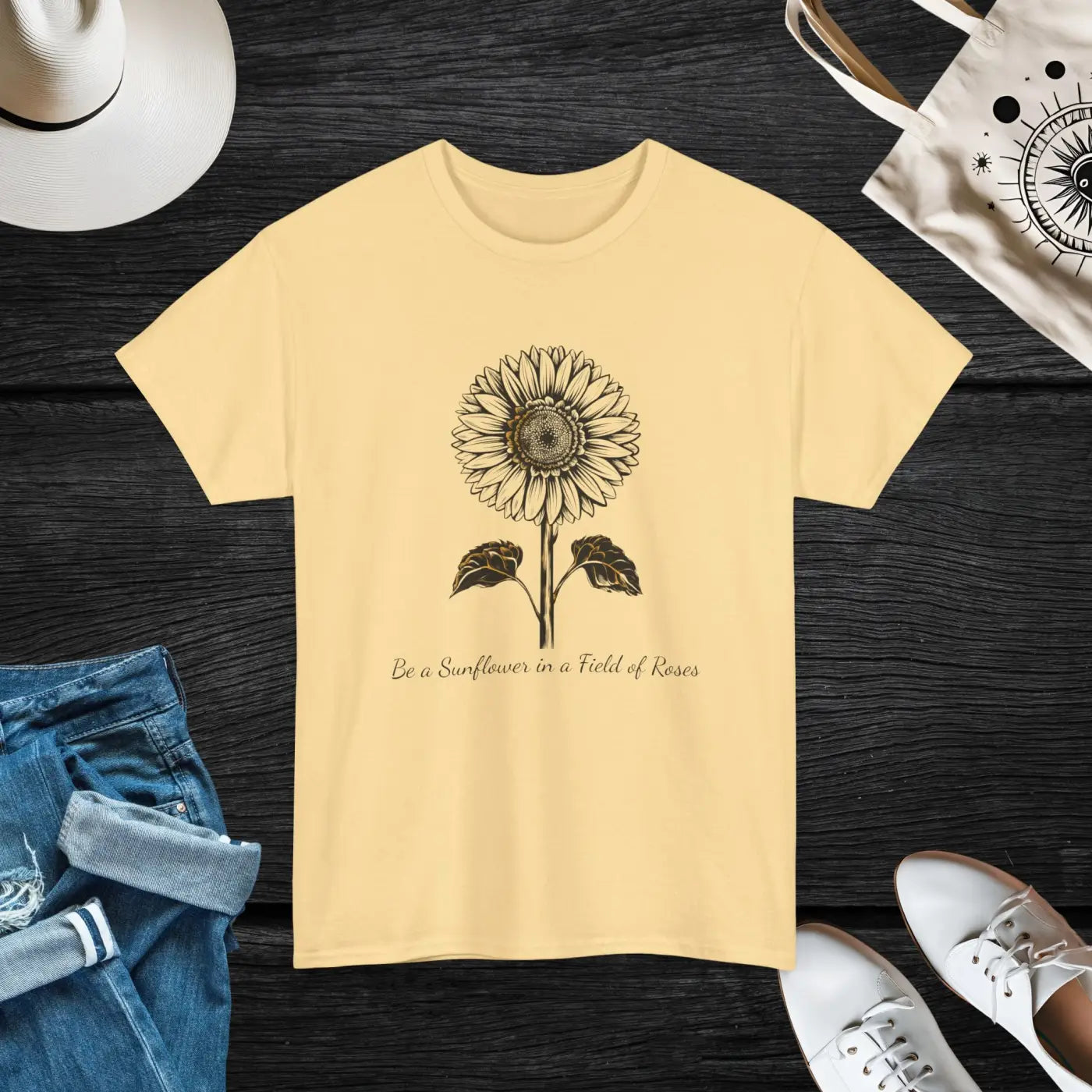 Unisex Deluxe T Shirt - Sunflower Motivational Design - DipaliZ