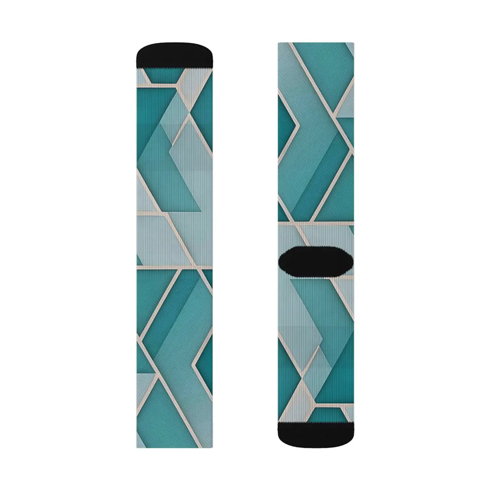 Teal Abstract Pattern Socks - Bold Comfort Style - DipaliZ