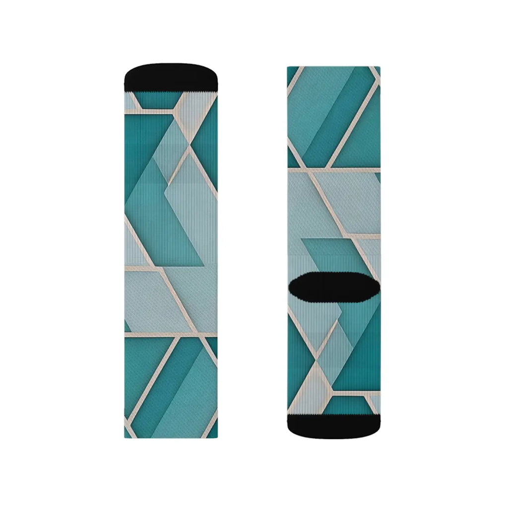 Teal Abstract Pattern Socks - Bold Comfort Style - DipaliZ