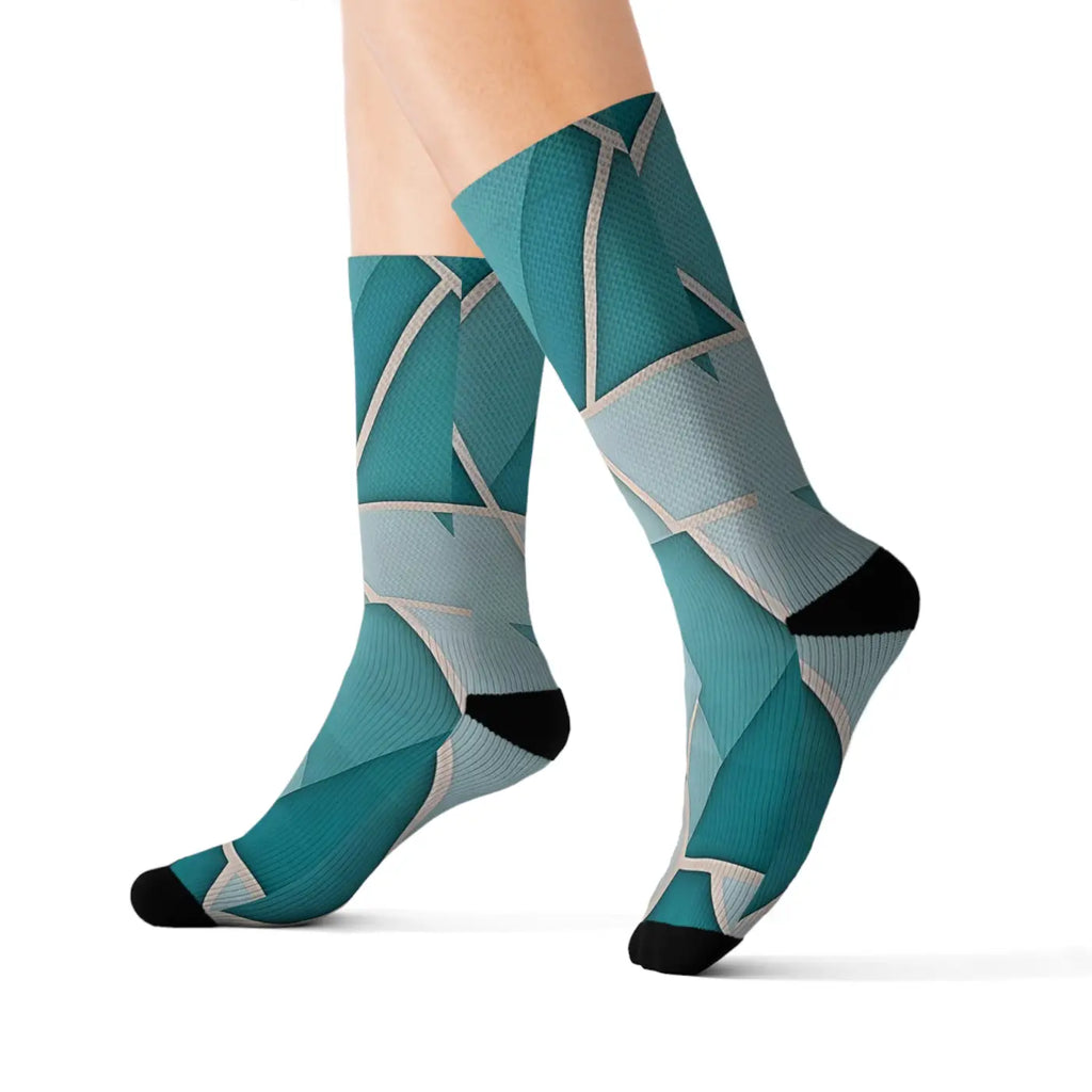 Teal Abstract Pattern Socks - Bold Comfort Style - DipaliZ