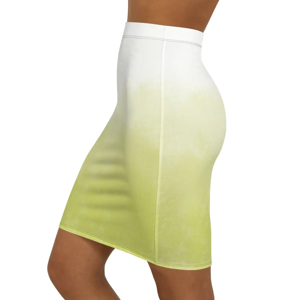 Textured Green and White Mini Skirt - Four-Way Stretch - DipaliZ