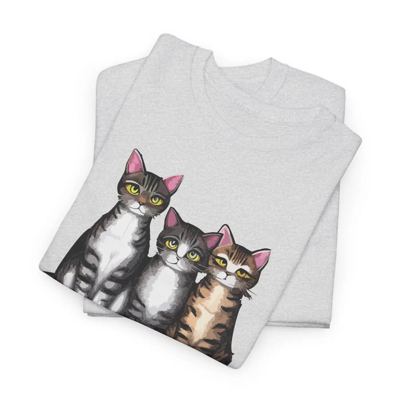 Three Cats Unisex Deluxe T Shirt - Heavy Cotton Tee - DipaliZ