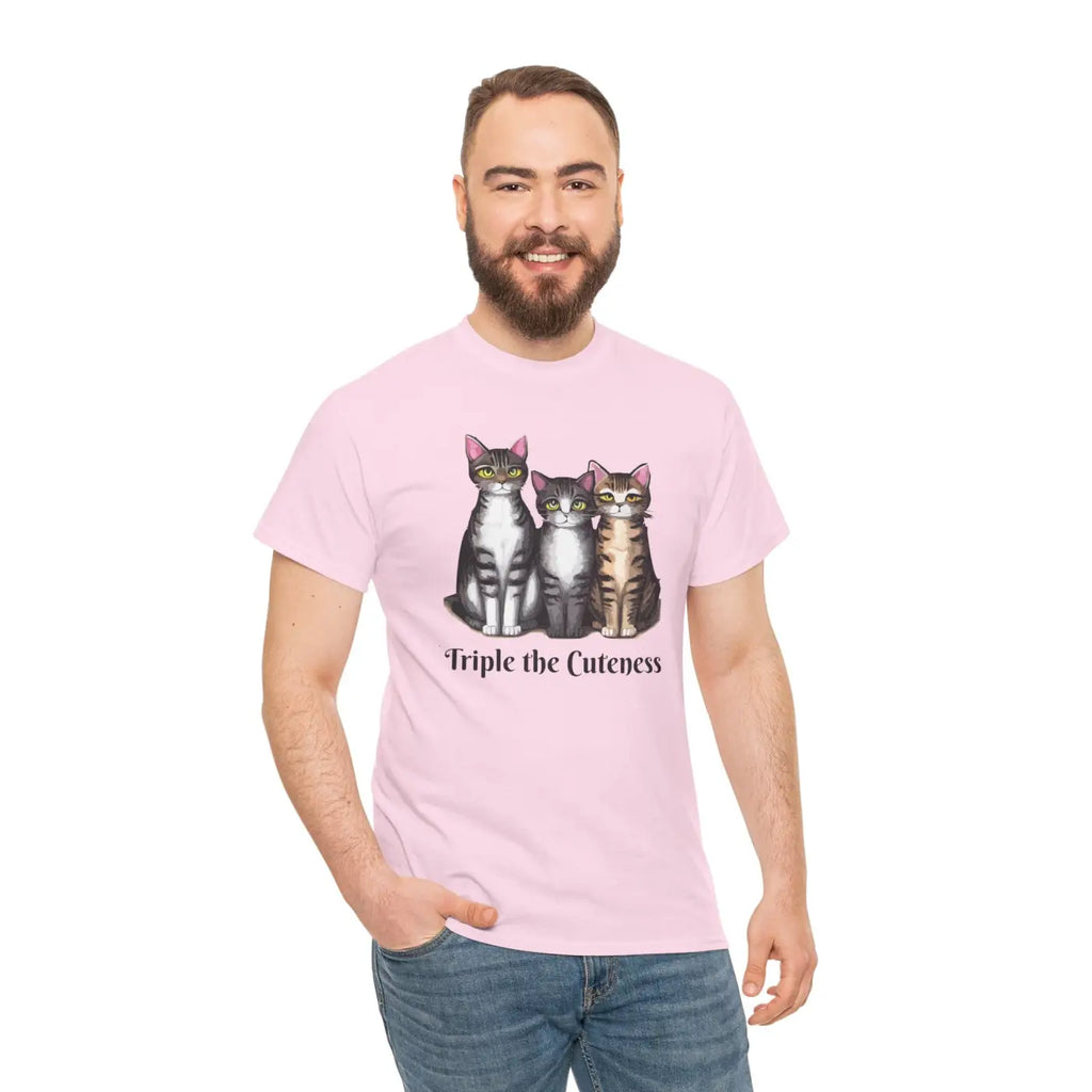 Three Cats Unisex Deluxe T Shirt - Heavy Cotton Tee - DipaliZ