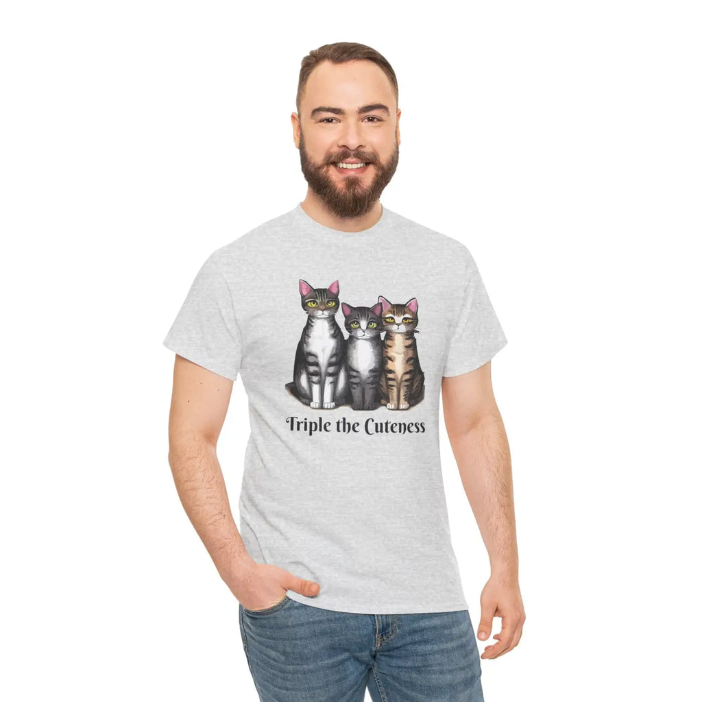 Three Cats Unisex Deluxe T Shirt - Heavy Cotton Tee - DipaliZ