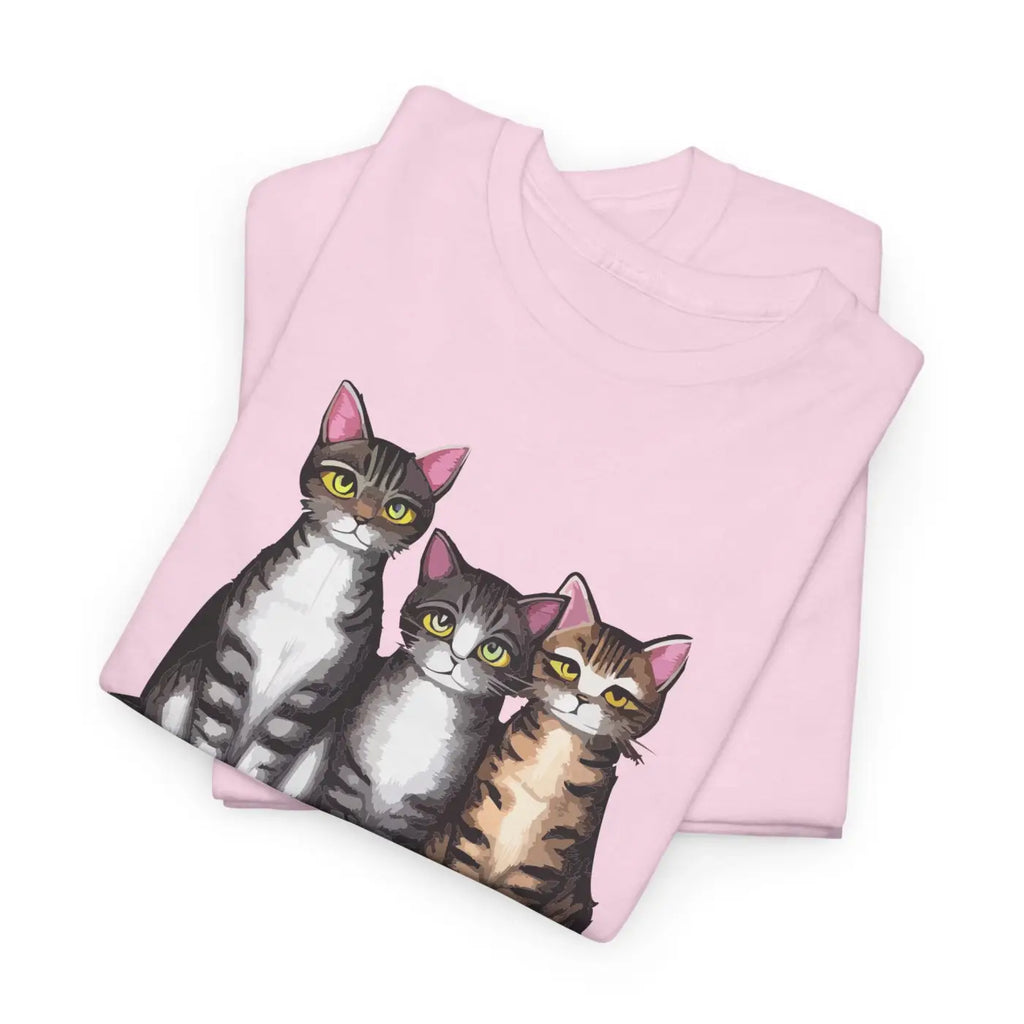 Three Cats Unisex Deluxe T Shirt - Heavy Cotton Tee - DipaliZ