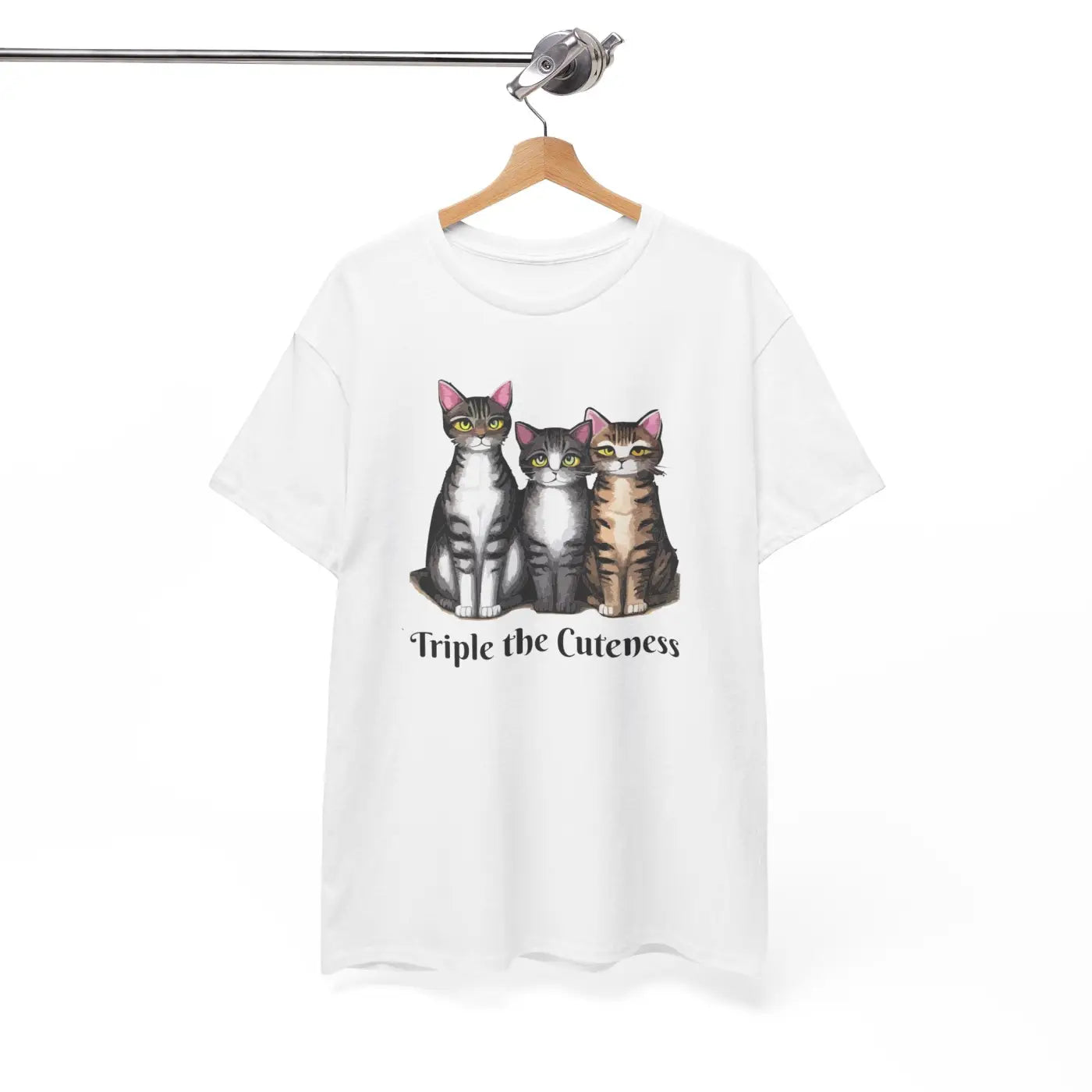 Three Cats Unisex Deluxe T Shirt - Heavy Cotton Tee - DipaliZ