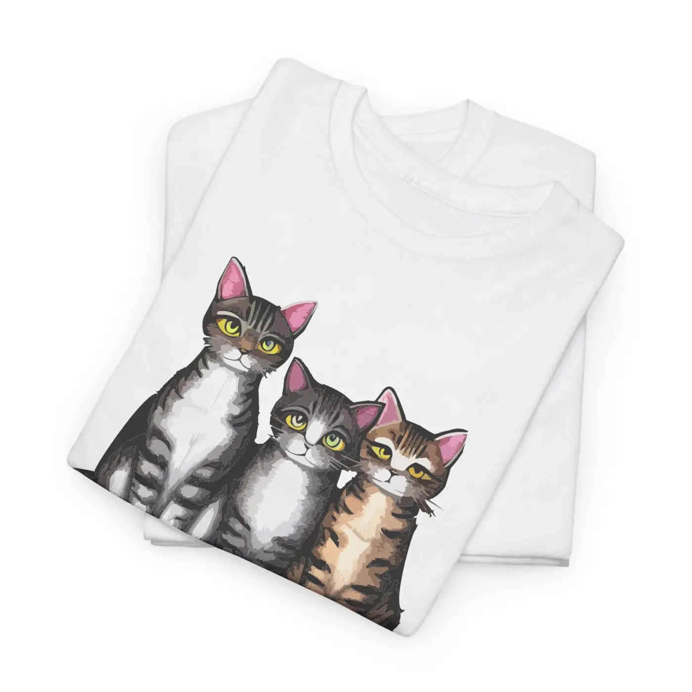 Three Cats Unisex Deluxe T Shirt - Heavy Cotton Tee - DipaliZ