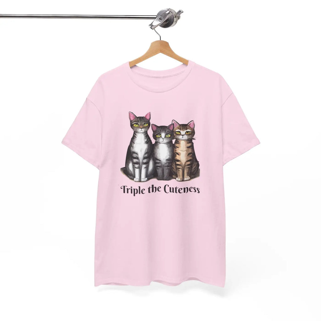 Three Cats Unisex Deluxe T Shirt - Heavy Cotton Tee - DipaliZ