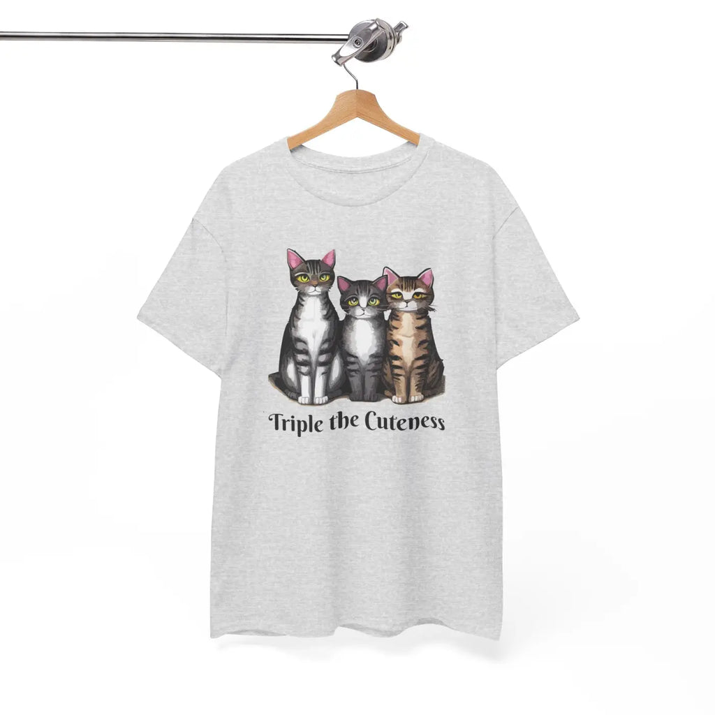 Three Cats Unisex Deluxe T Shirt - Heavy Cotton Tee - DipaliZ
