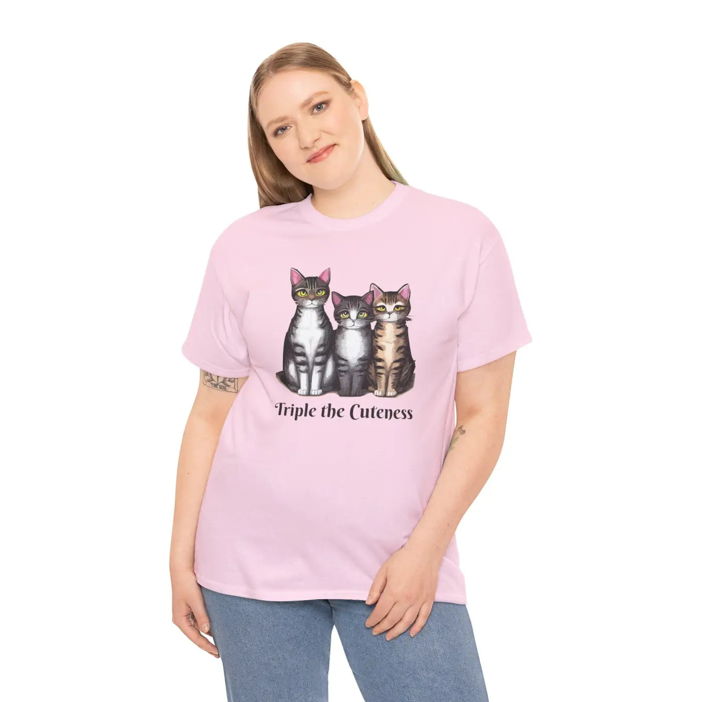 Three Cats Unisex Deluxe T Shirt - Heavy Cotton Tee - DipaliZ