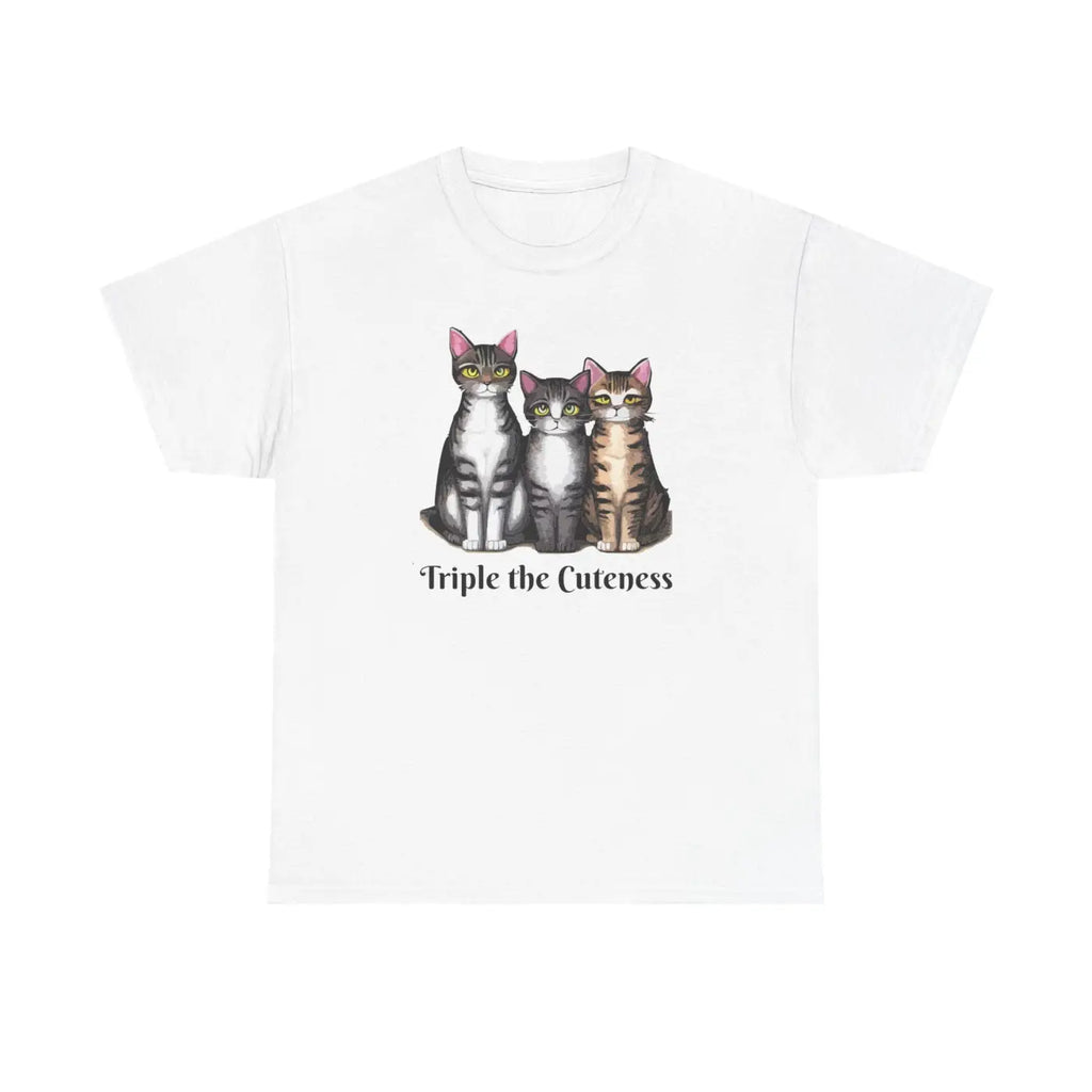 Three Cats Unisex Deluxe T Shirt - Heavy Cotton Tee - DipaliZ