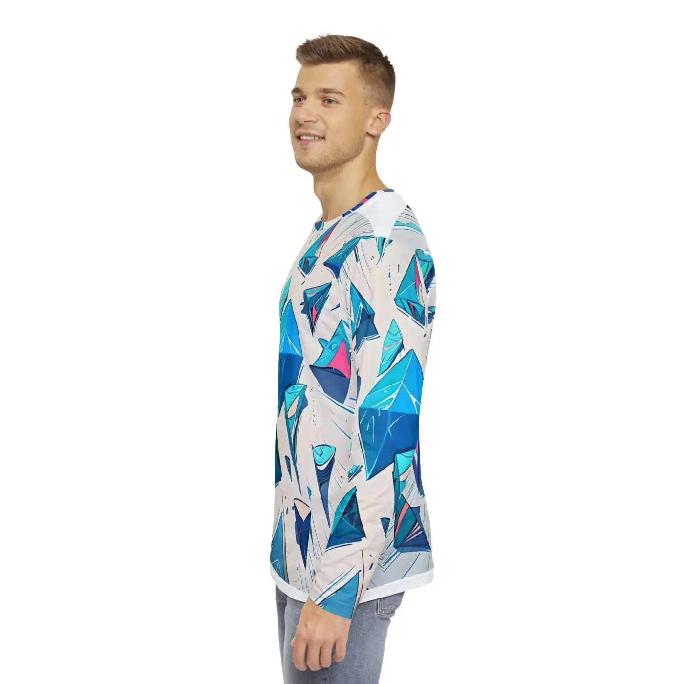 Long Sleeve Triangle Geometric Pattern Tee - Men's - DipaliZ