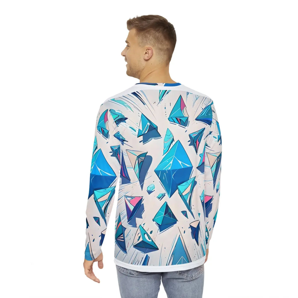 Long Sleeve Triangle Geometric Pattern Tee - Men's - DipaliZ