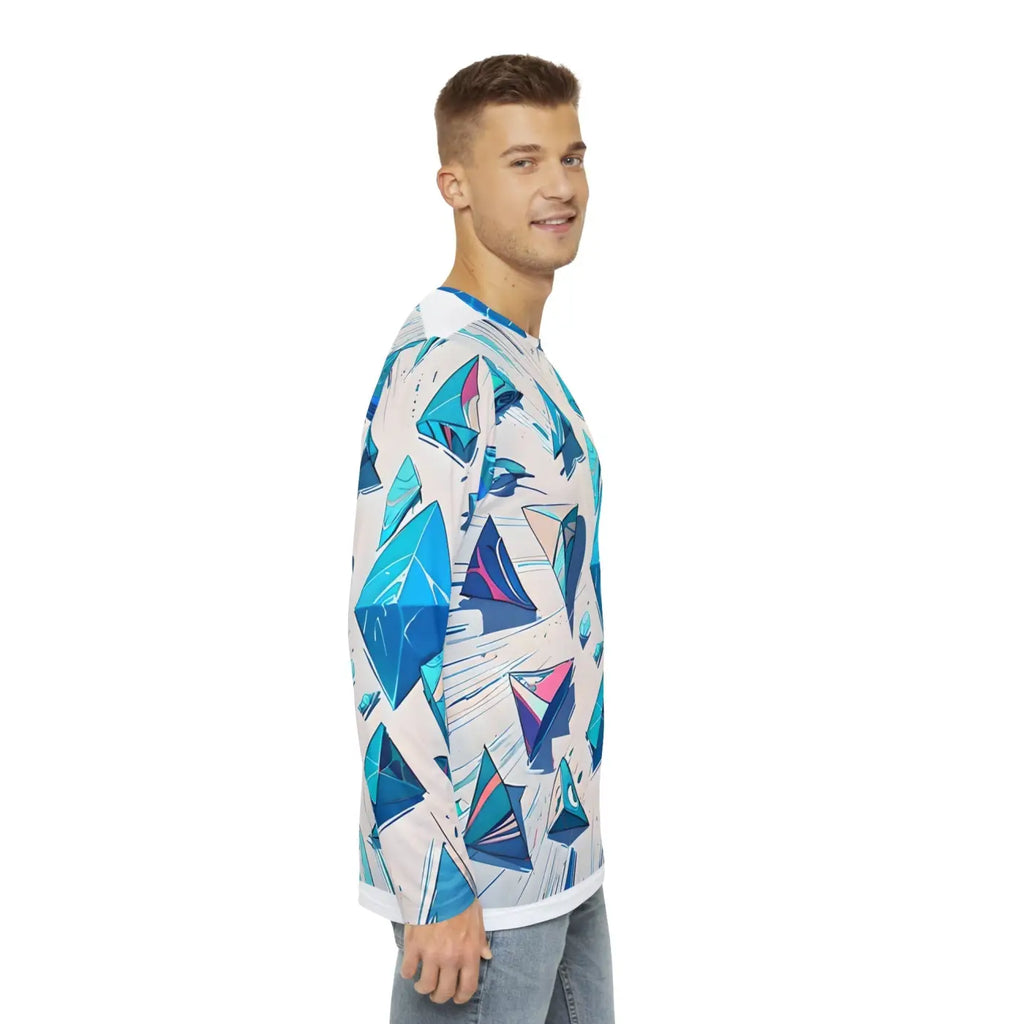 Long Sleeve Triangle Geometric Pattern Tee - Men's - DipaliZ