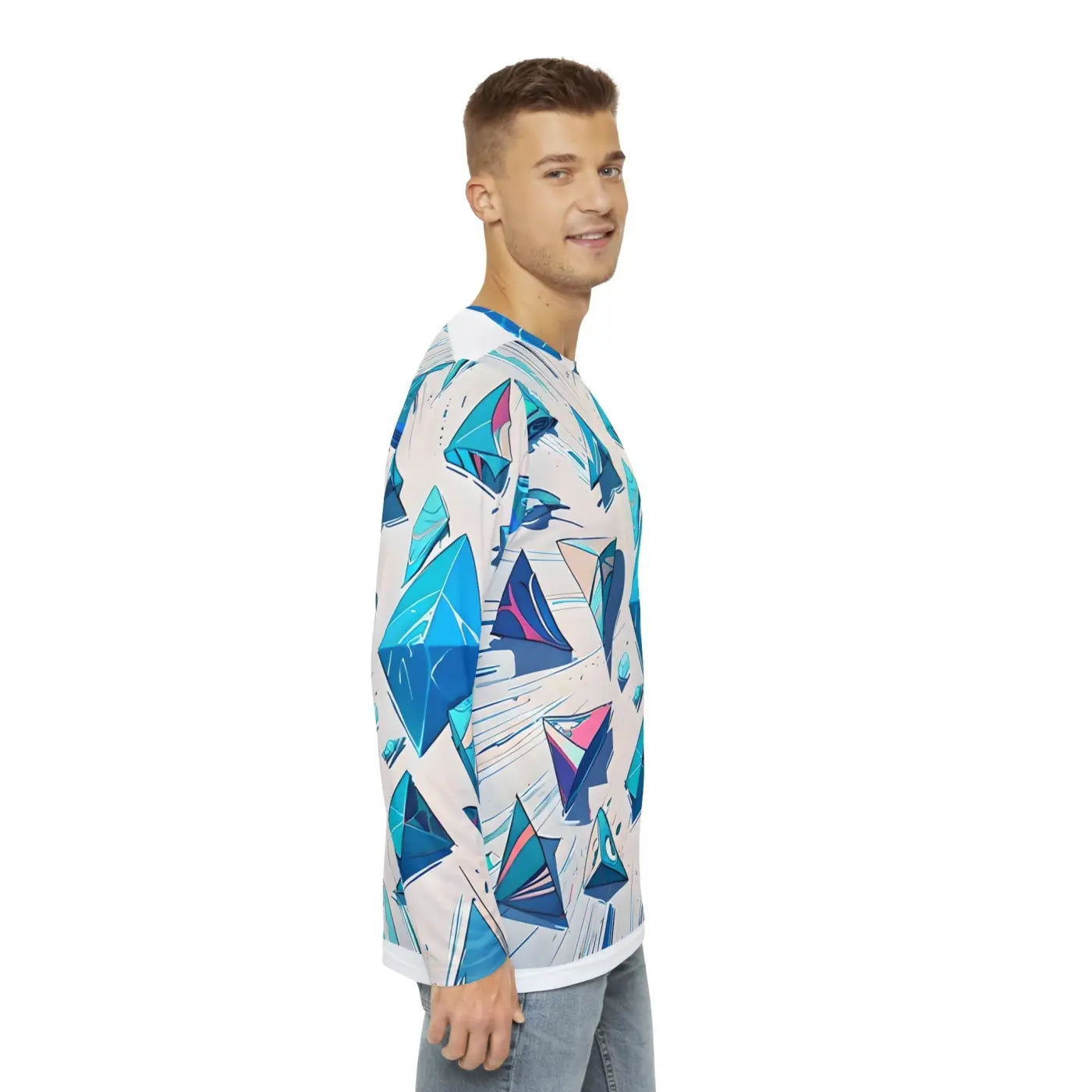 Long Sleeve Triangle Geometric Pattern Tee - Men's - DipaliZ