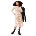 Snowflake Print Long Sleeve Midi Dress - Winter - DipaliZ