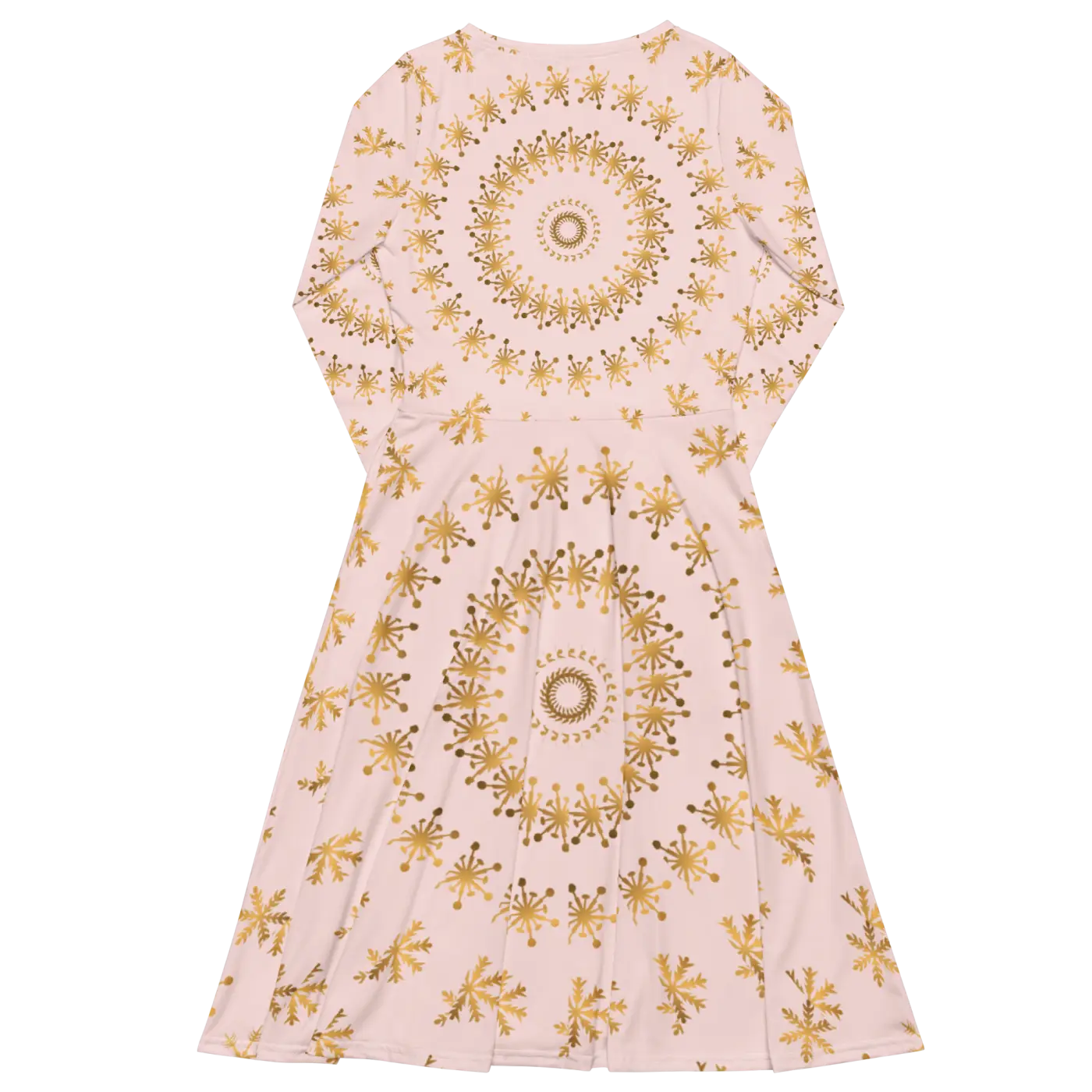 Snowflake Print Long Sleeve Midi Dress - Winter - DipaliZ