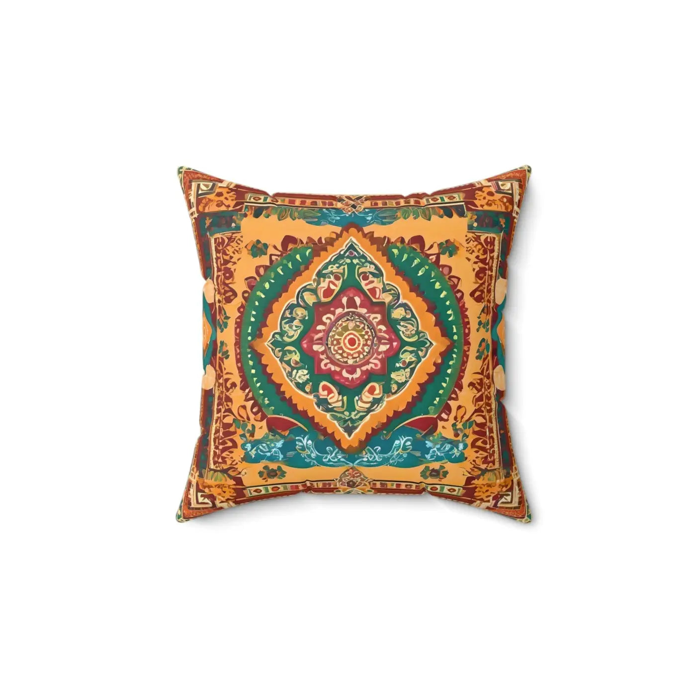 Vibrant Indian Pattern Pillow - Spun Polyester Square - DipaliZ
