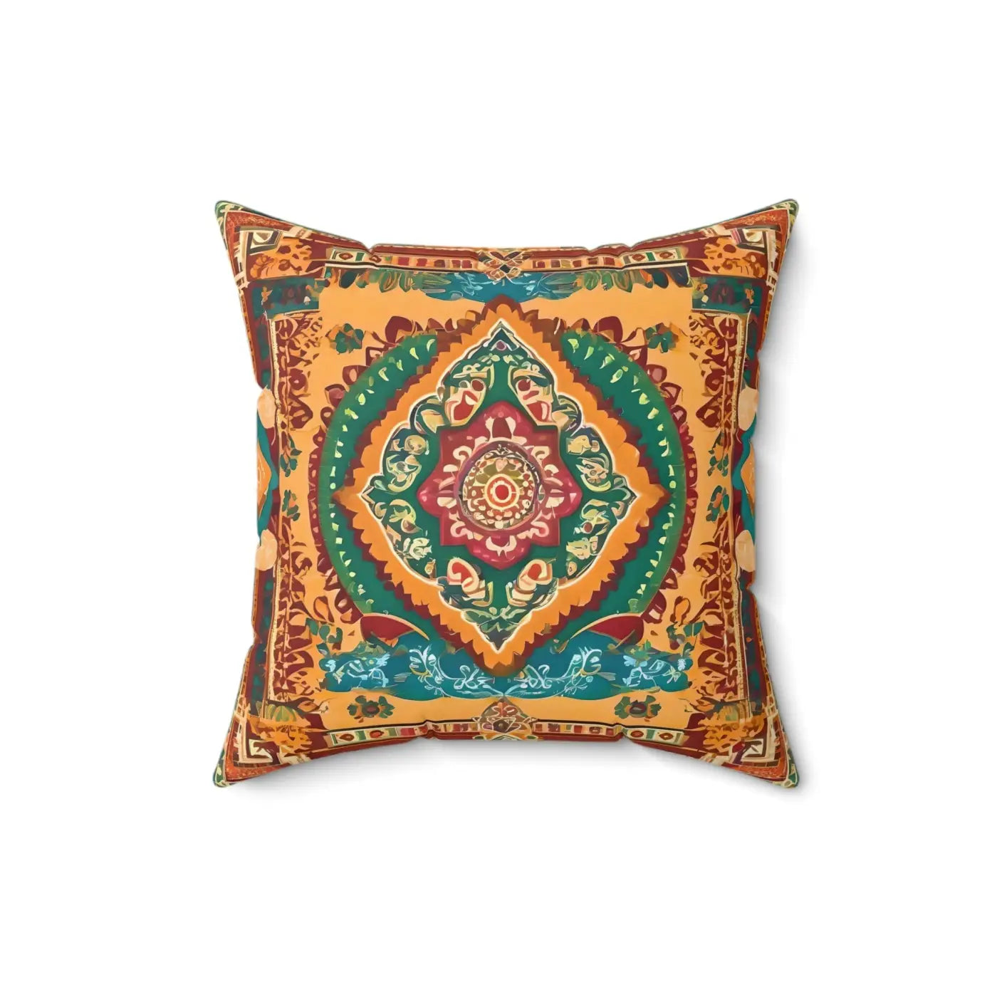 Vibrant Indian Pattern Pillow - Spun Polyester Square - DipaliZ