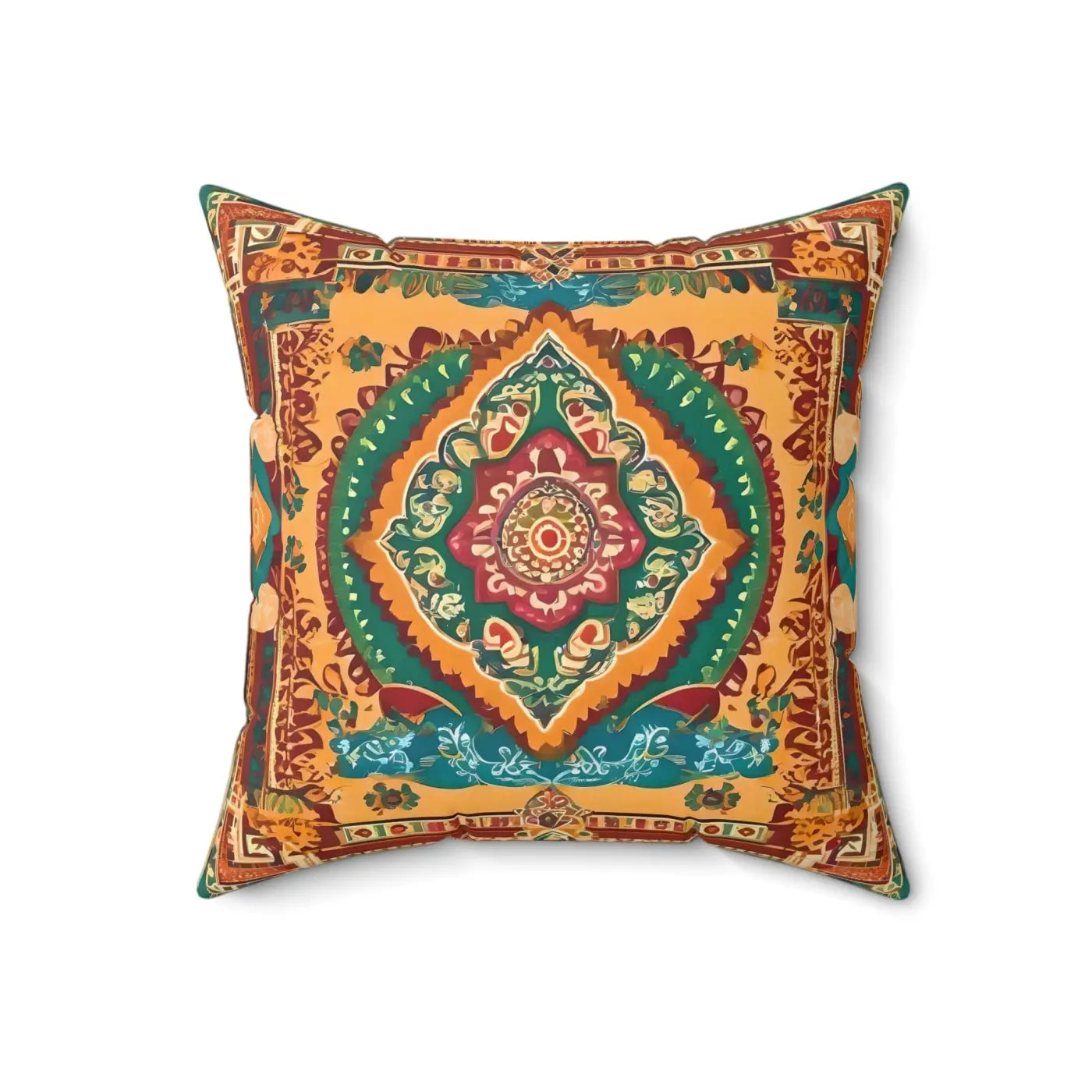 Vibrant Indian Pattern Pillow - Spun Polyester Square - DipaliZ