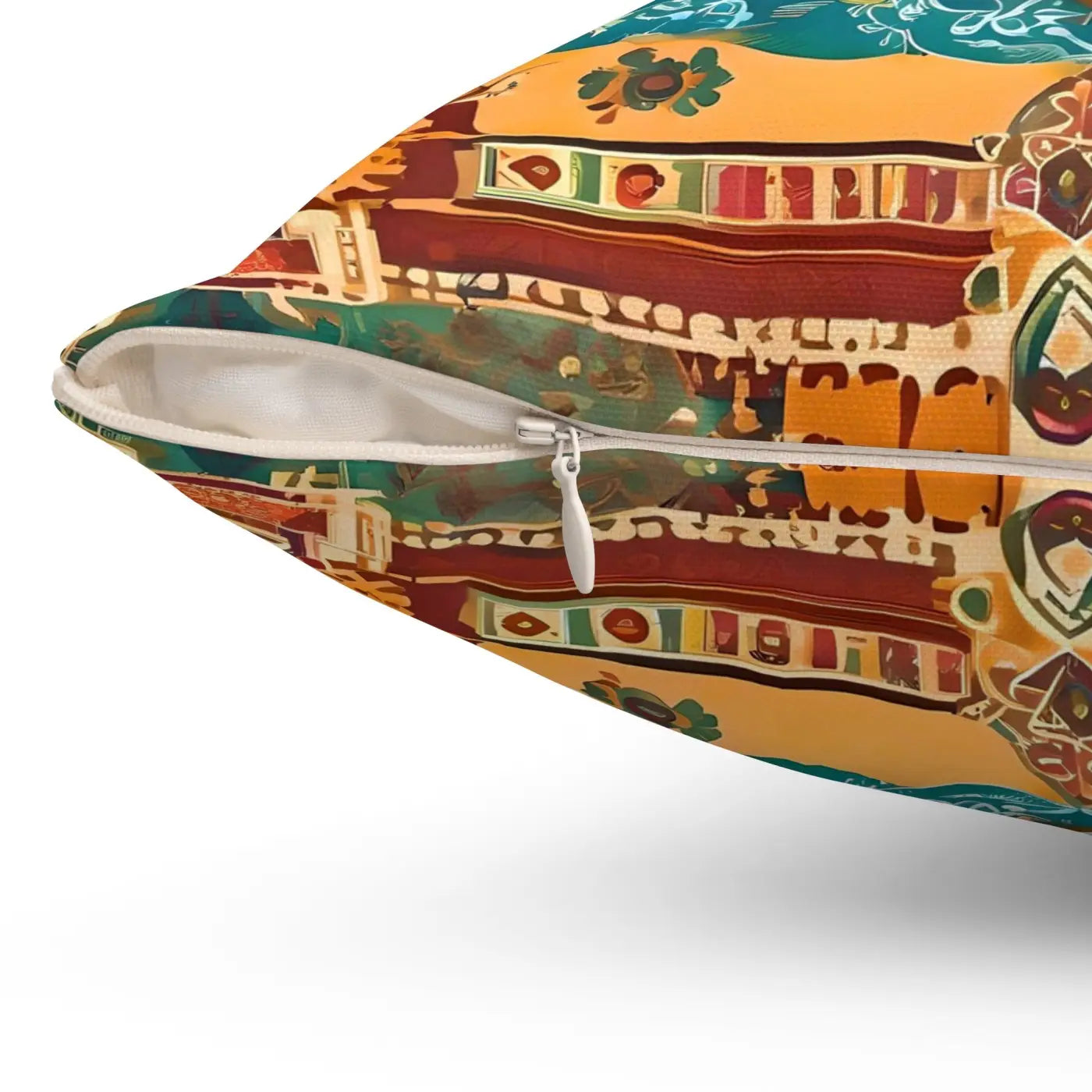 Vibrant Indian Pattern Pillow - Spun Polyester Square - DipaliZ