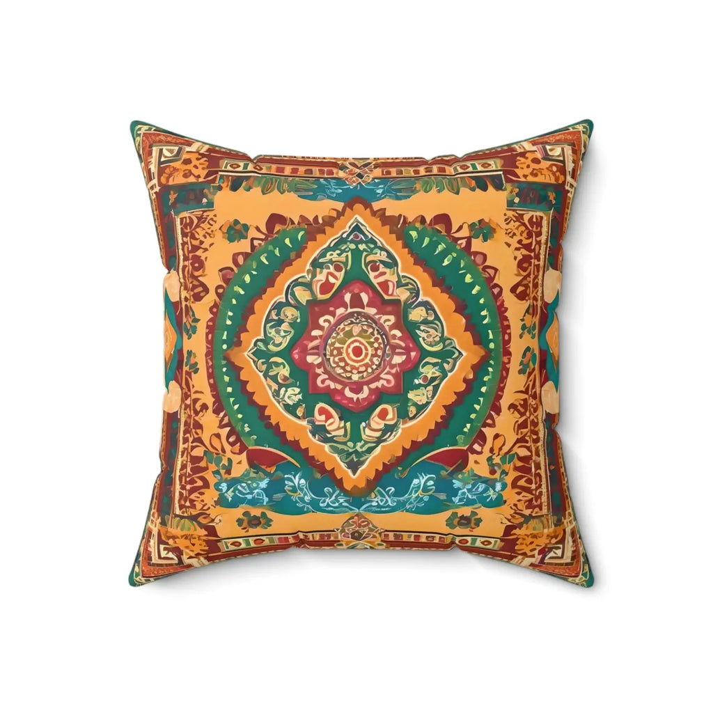 Vibrant Indian Pattern Pillow - Spun Polyester Square - DipaliZ