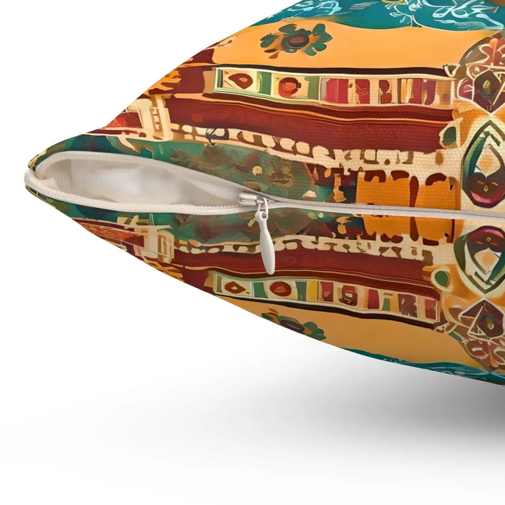 Vibrant Indian Pattern Pillow - Spun Polyester Square - DipaliZ