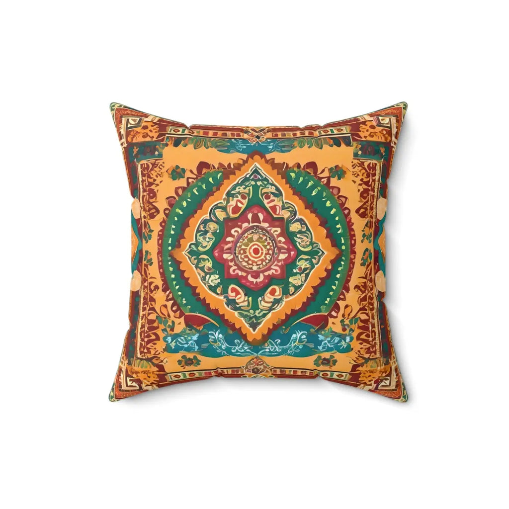 Vibrant Indian Pattern Pillow - Spun Polyester Square - DipaliZ