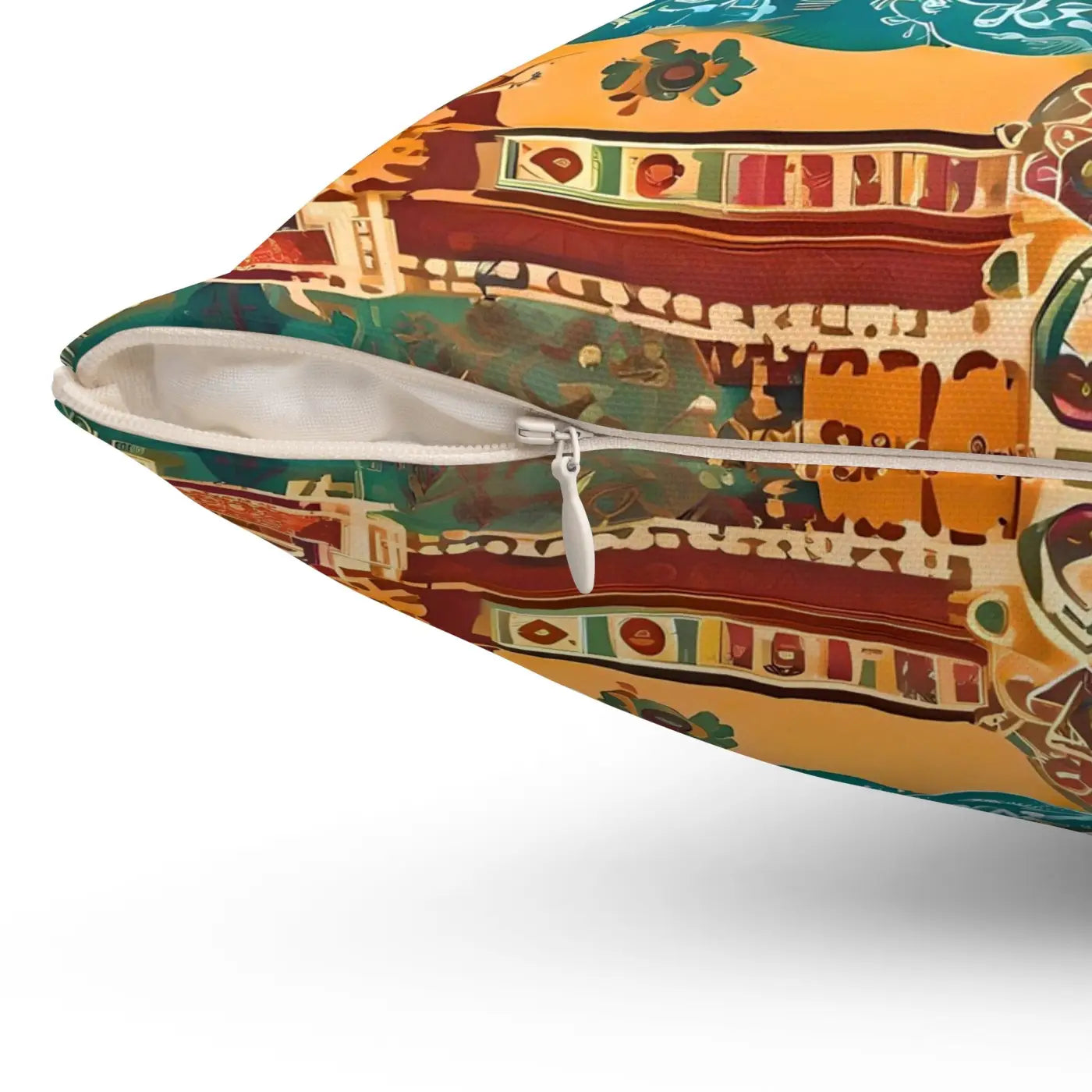 Vibrant Indian Pattern Pillow - Spun Polyester Square - DipaliZ