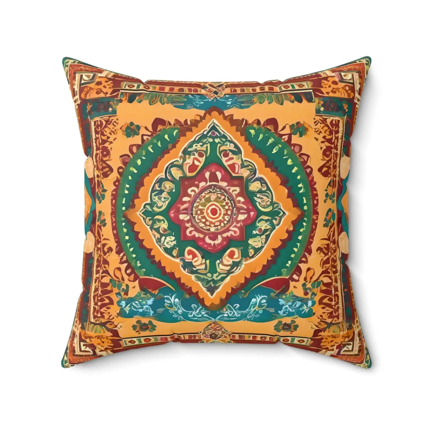 Vibrant Indian Pattern Pillow - Spun Polyester Square - DipaliZ