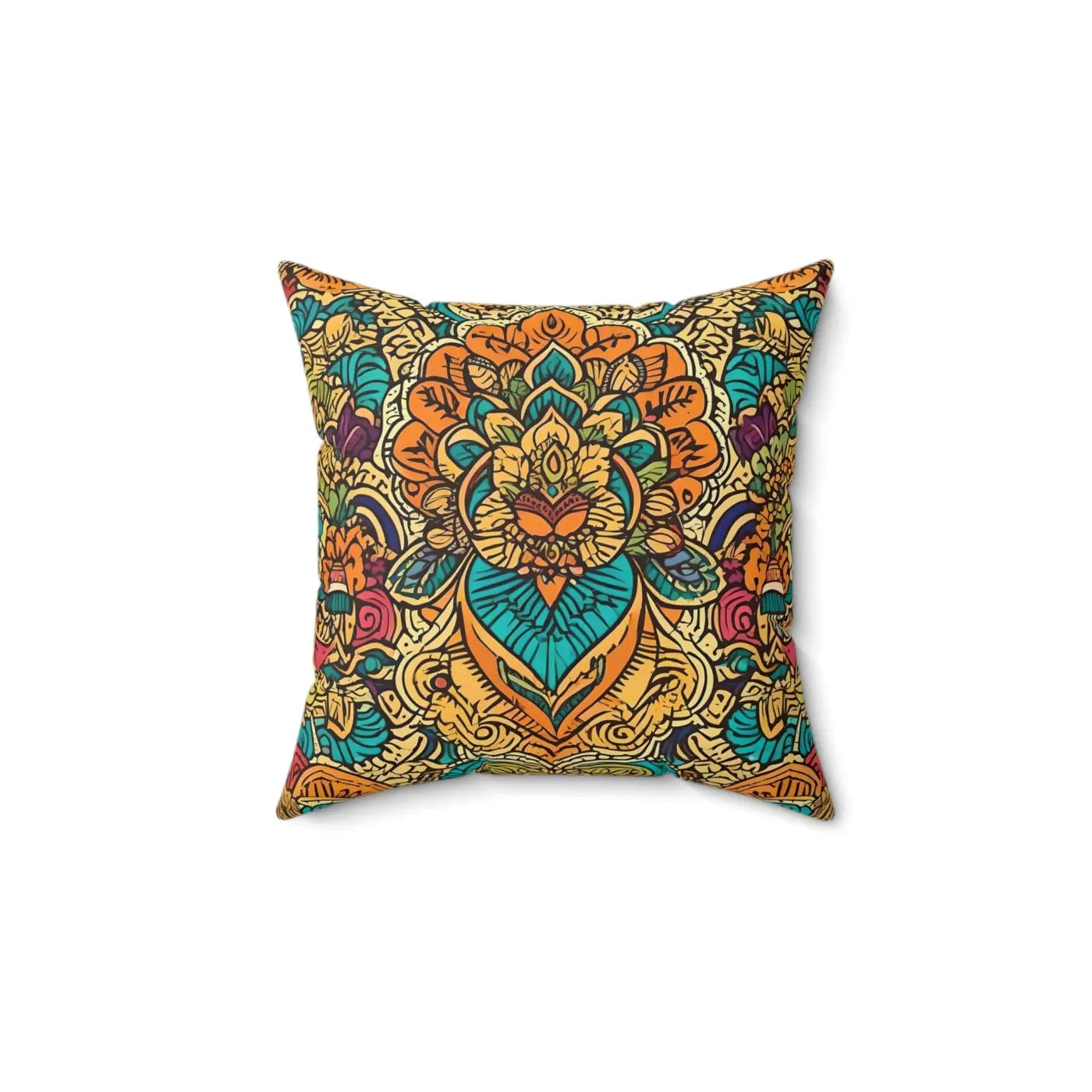 Vibrant Indian Pattern Polyester Square Pillow - DipaliZ