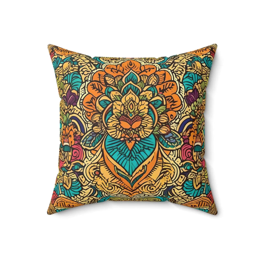 Vibrant Indian Pattern Polyester Square Pillow - DipaliZ