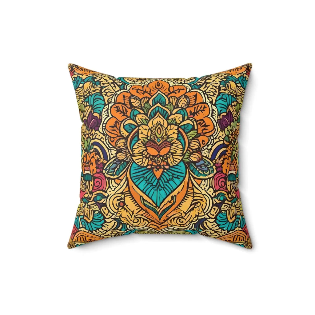 Vibrant Indian Pattern Polyester Square Pillow - DipaliZ