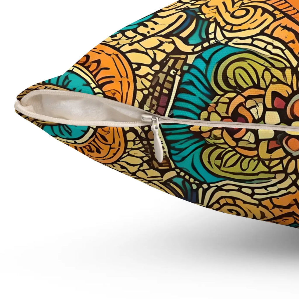 Vibrant Indian Pattern Polyester Square Pillow - DipaliZ