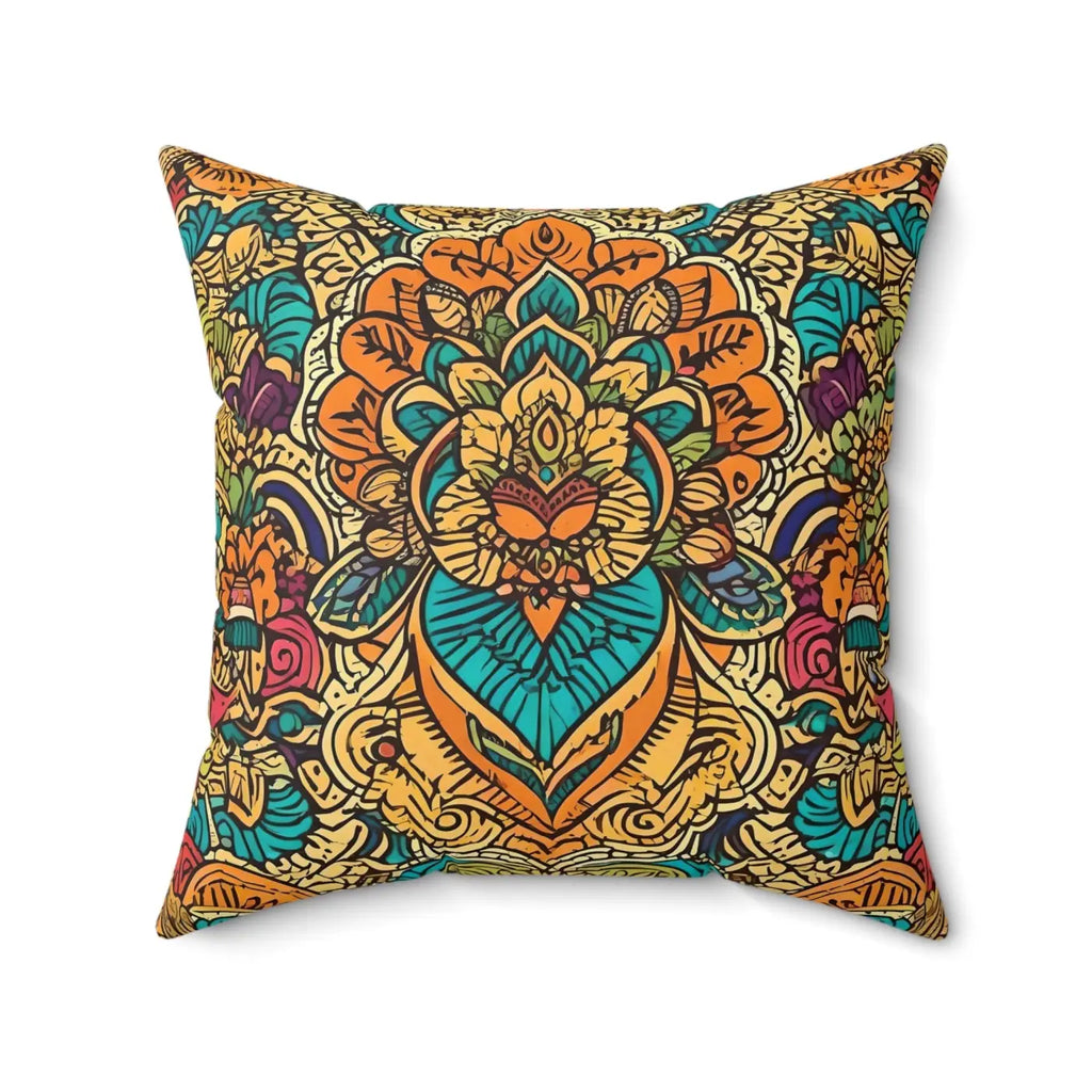 Vibrant Indian Pattern Polyester Square Pillow - DipaliZ