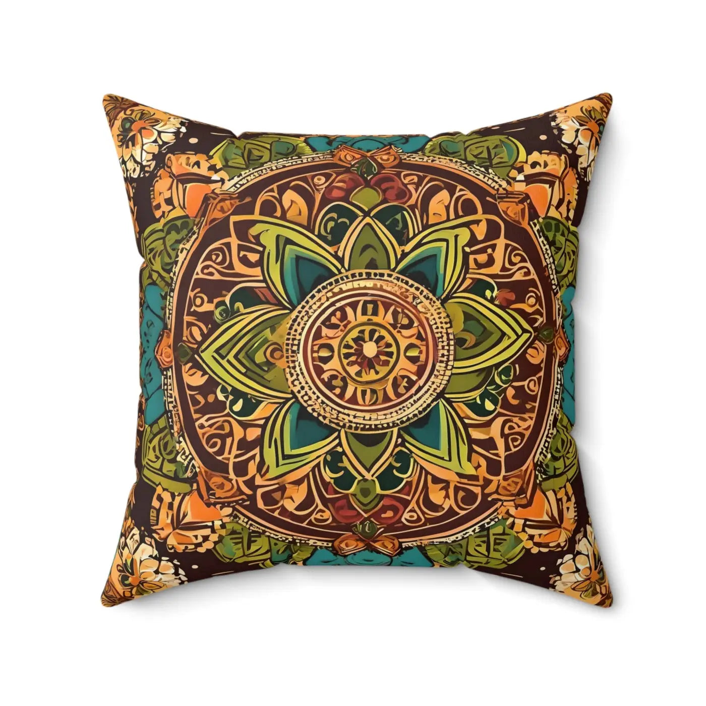 Vibrant Indian Pattern Pillow - Spun Polyester Square - DipaliZ