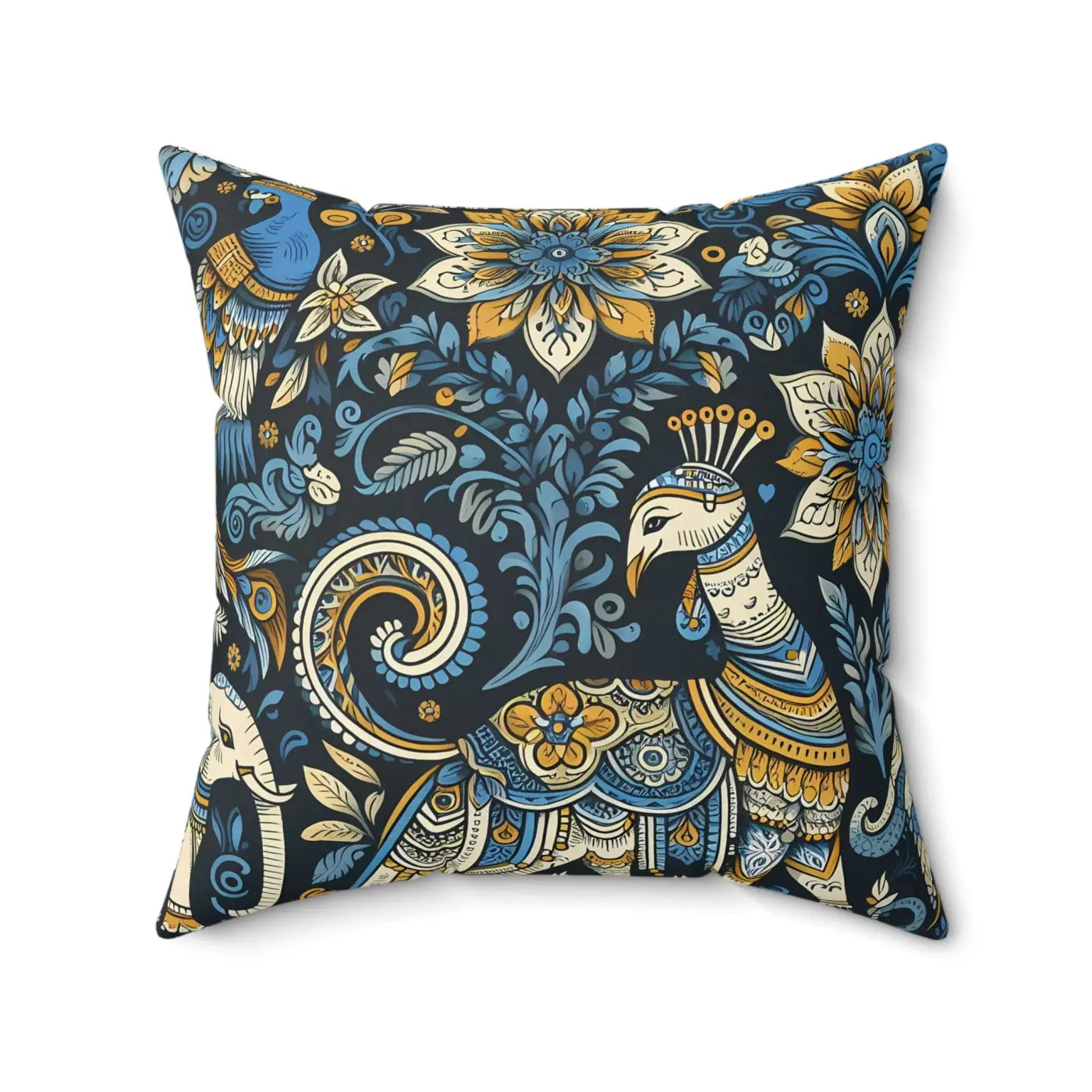Vibrant Indian Pattern Polyester Square Pillow - Home Decor - DipaliZ