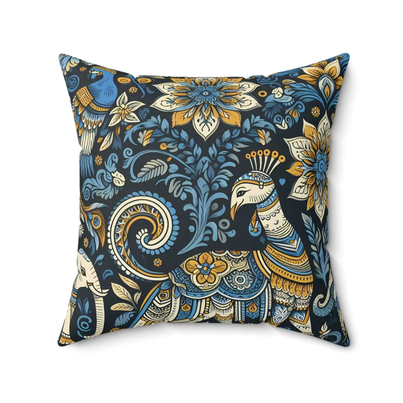 Vibrant Indian Pattern Polyester Square Pillow - Home Decor - DipaliZ