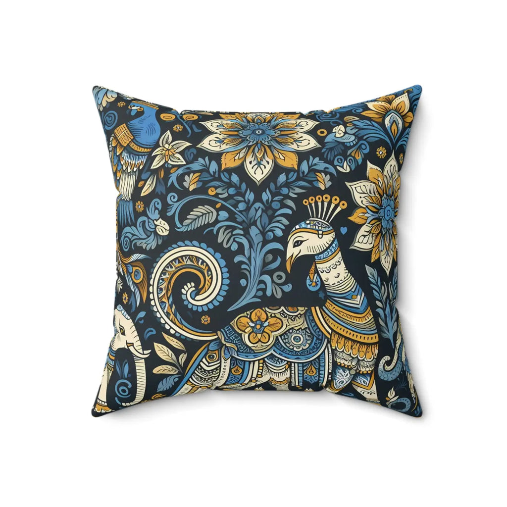 Vibrant Indian Pattern Polyester Square Pillow - Home Decor - DipaliZ