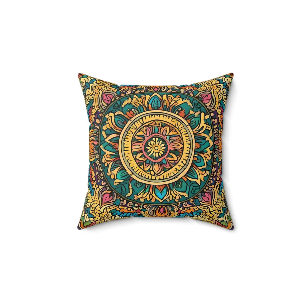 Vibrant Indian Pattern Throw Pillow - Spun Polyester Square - DipaliZ