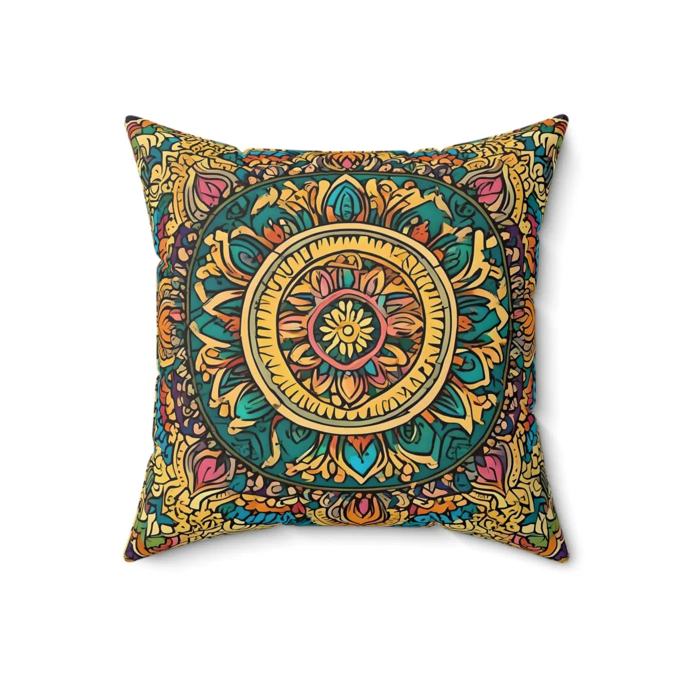 Vibrant Indian Pattern Throw Pillow - Spun Polyester Square - DipaliZ