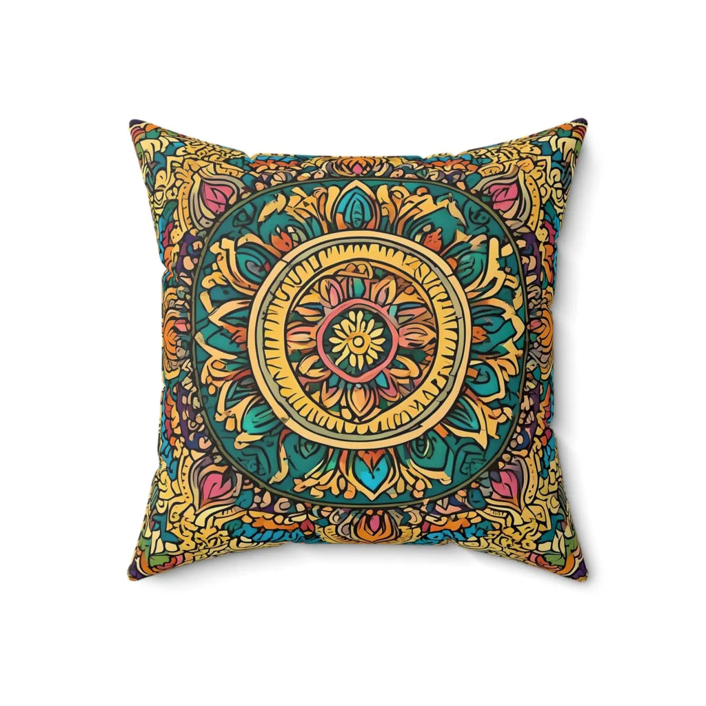 Vibrant Indian Pattern Throw Pillow - Spun Polyester Square - DipaliZ